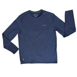 Eddie Bauer Long Sleeve Shirt Mens M Blue Free Dry Stretchy Workout Hiking Layer
